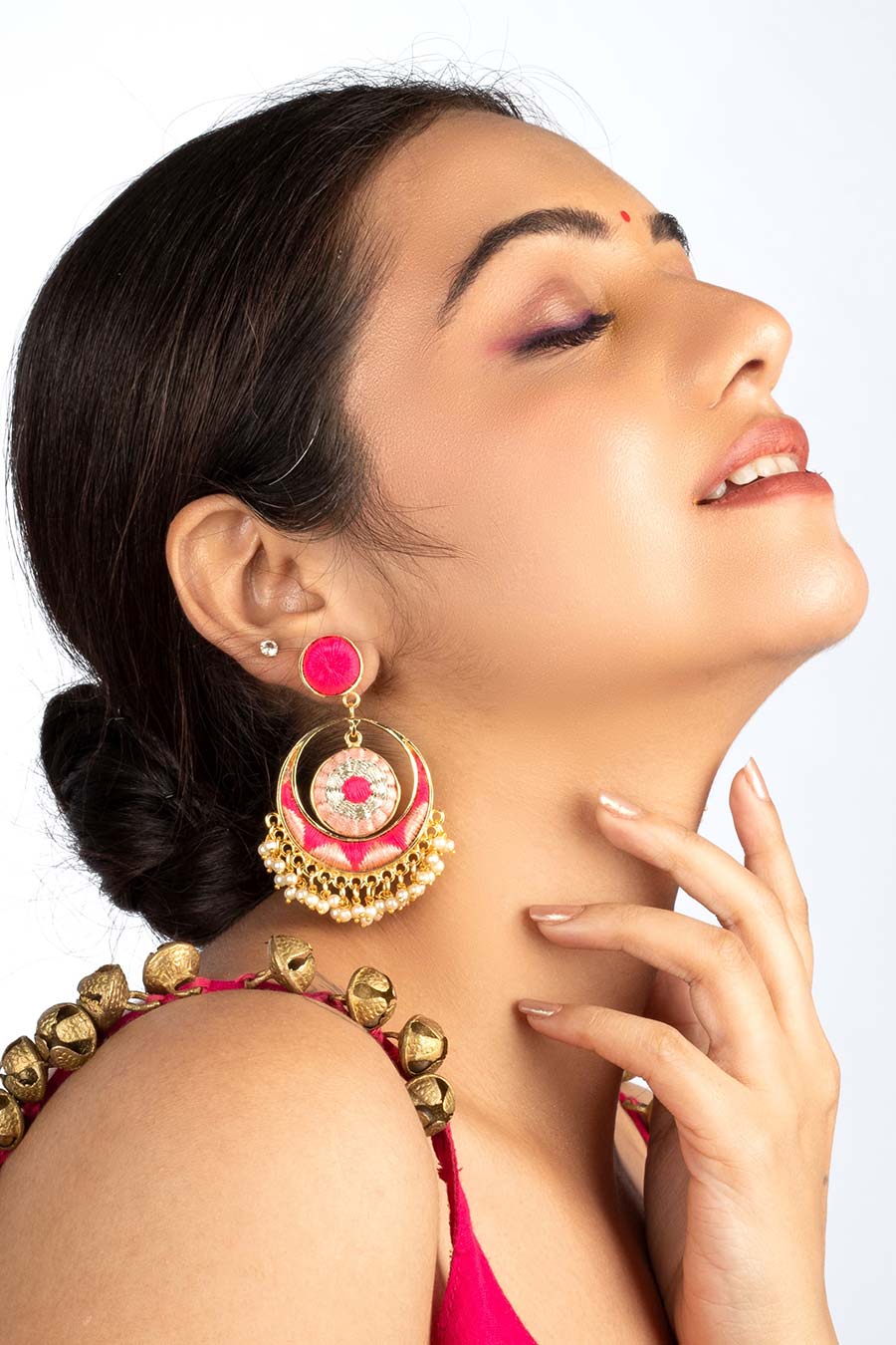 Peachy Radiance Chandbali Earrings