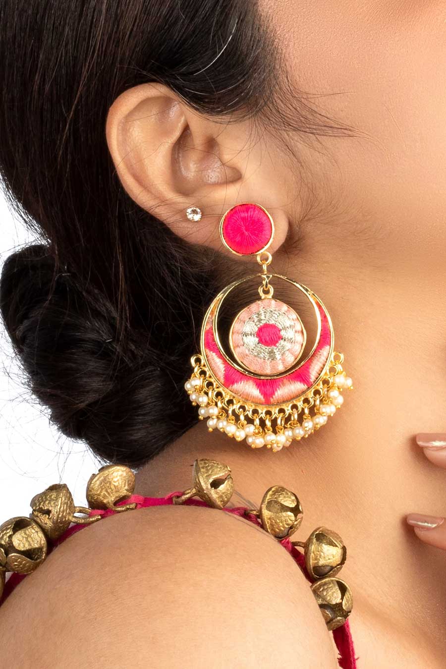 Peachy Radiance Chandbali Earrings