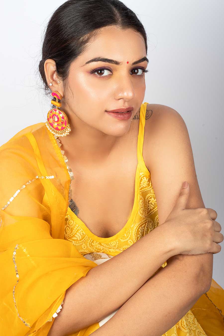 Golden Glow Silk Thread Earrings