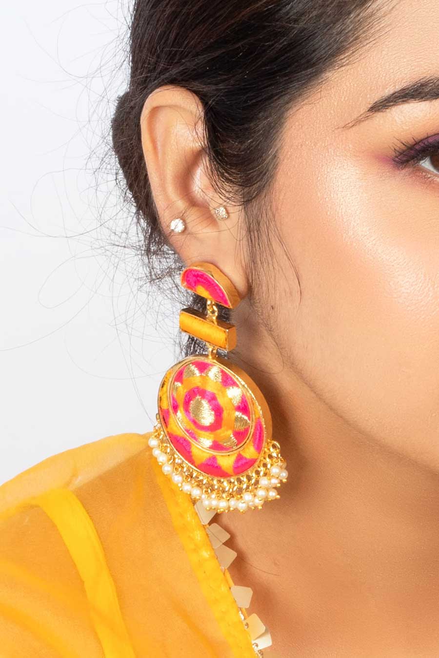 Golden Glow Silk Thread Earrings