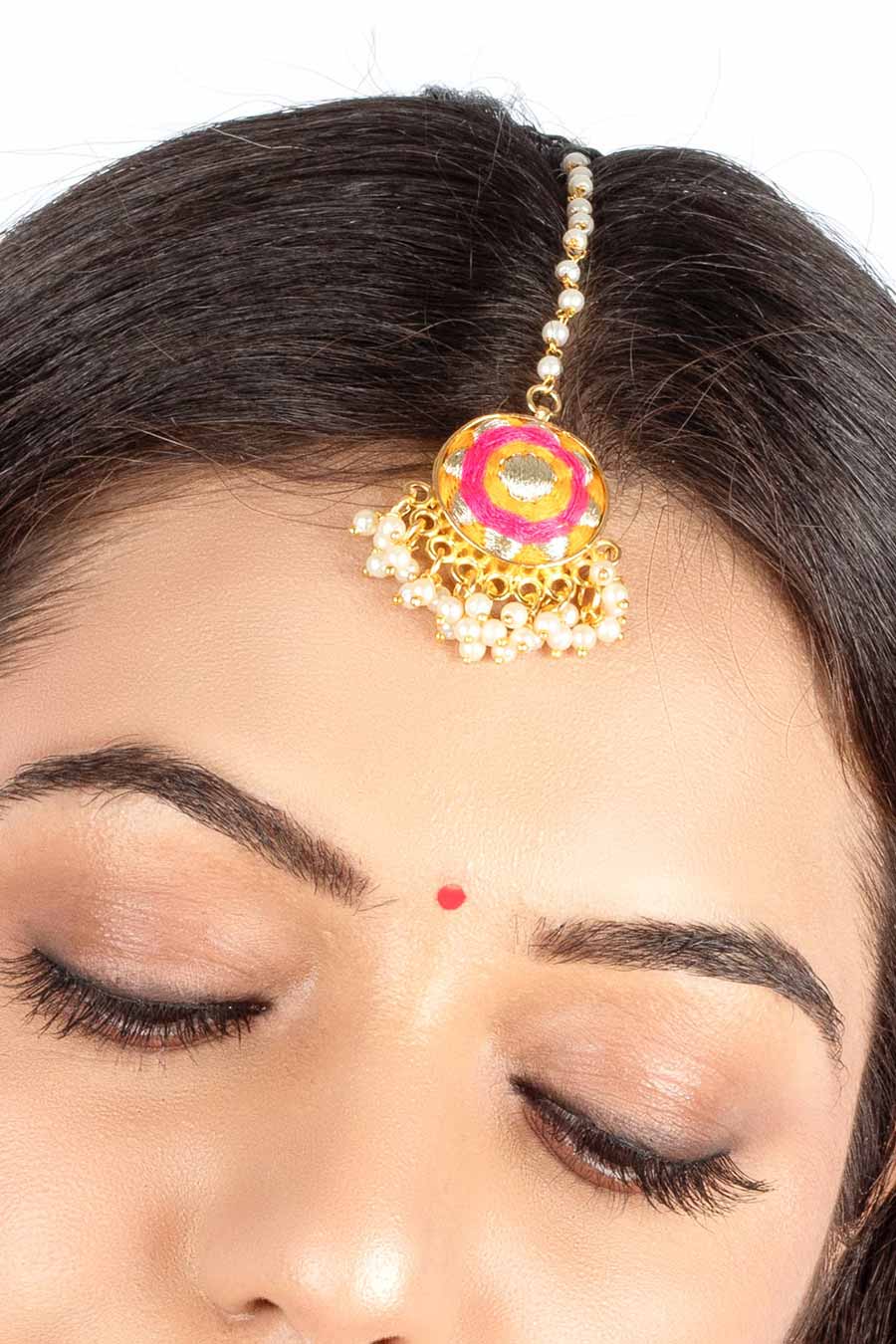 Mustard Bloom Thread Embroidered Necklace Set