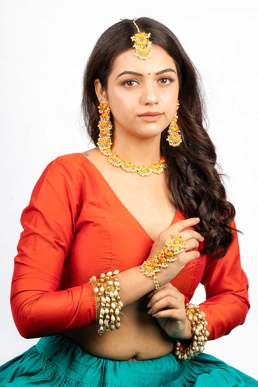 Sunburst Symphony Mustard & Hot Pink Necklace Set