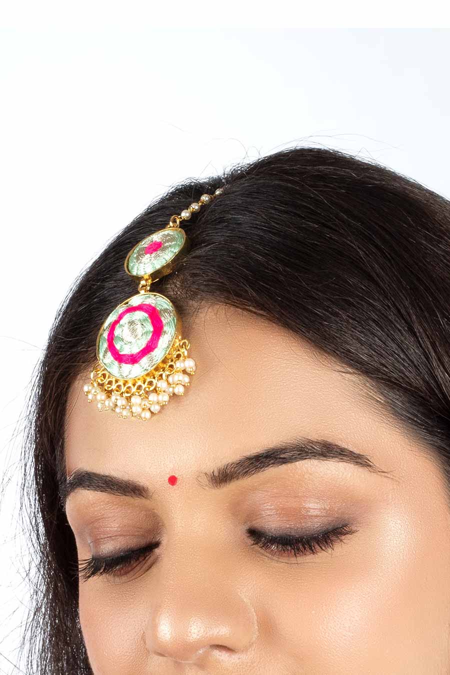Arctic Blossom Gold Finished Embroidered Necklace Set