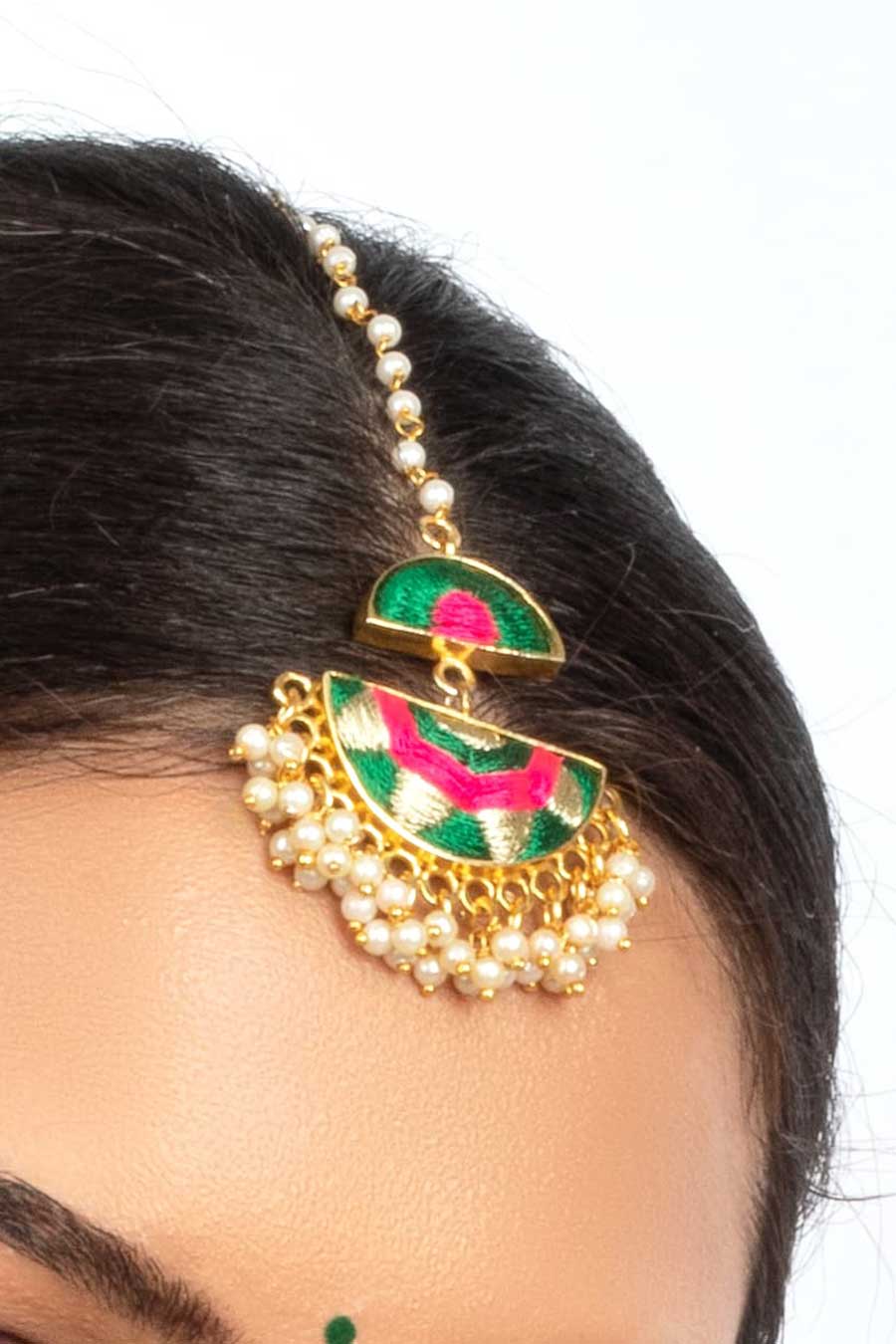 Emerald Fern Semi Circular Necklace Set