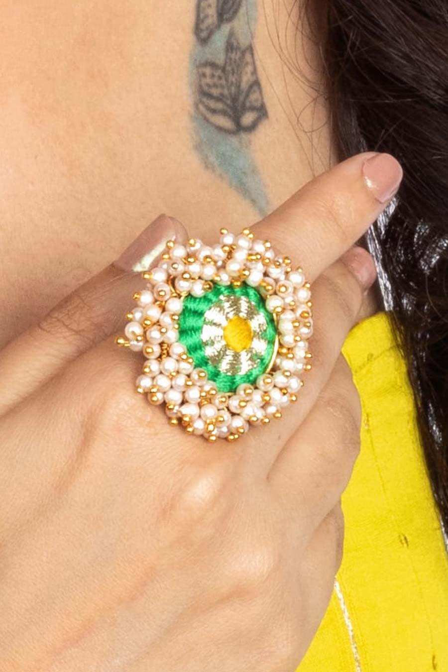 Zest Bloom Green & Yellow Ring