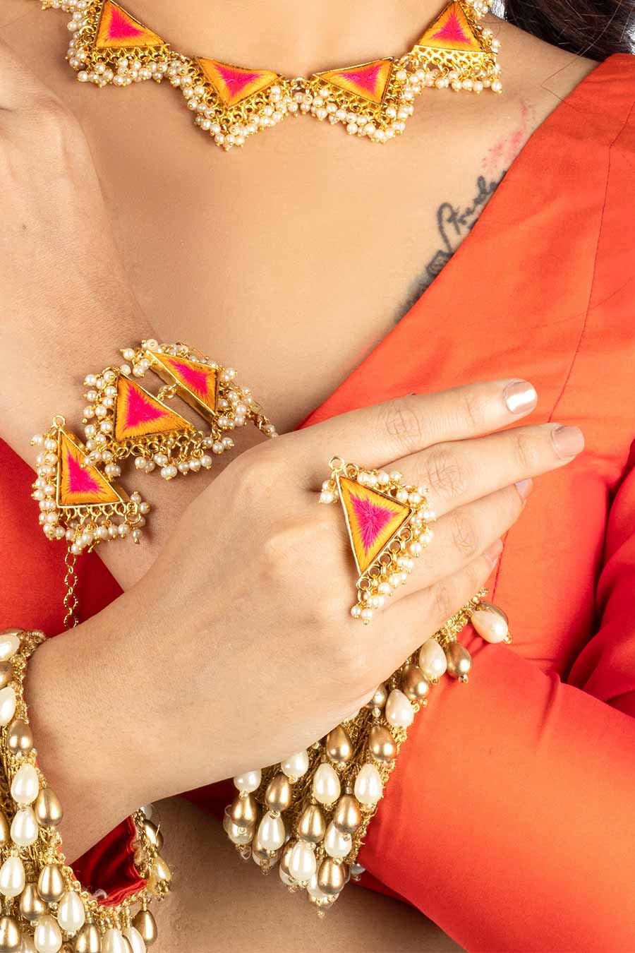Mustard & Pink Marigold Bloom Ring