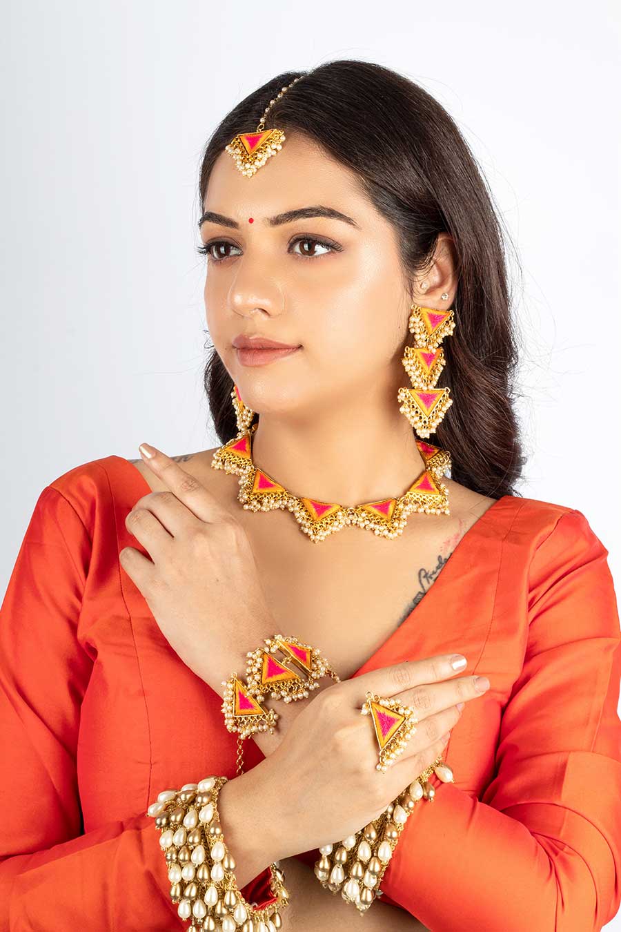 Mustard & Pink Marigold Bloom Ring