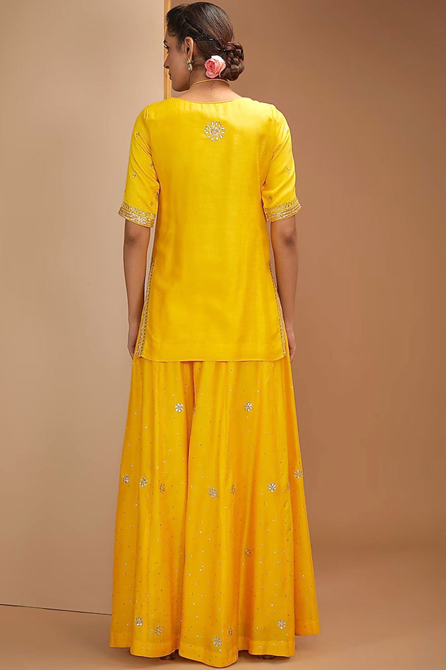 Yellow Hand Embroidered Sharara Set