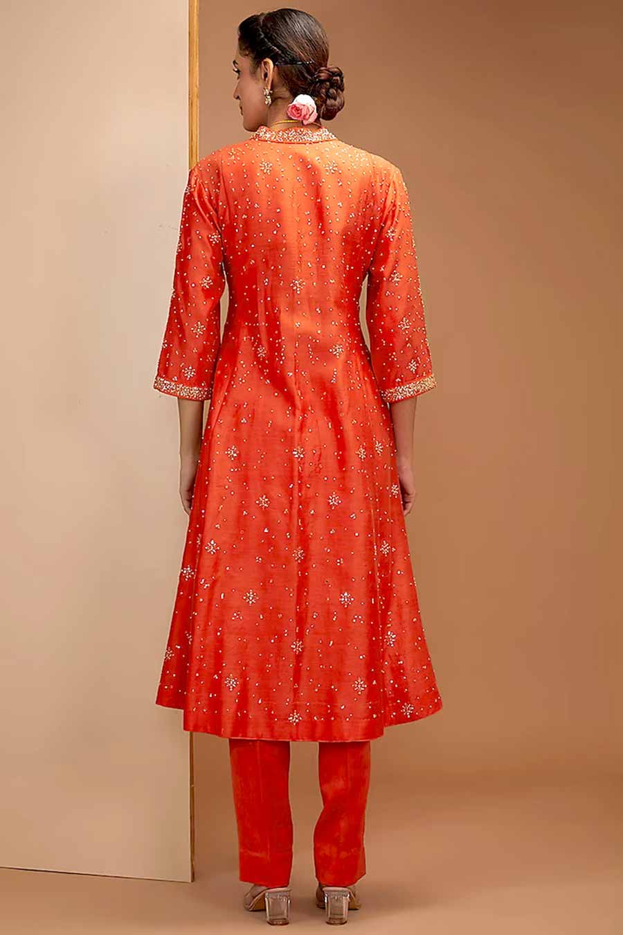 Red Hand Embroidered Kurta Set