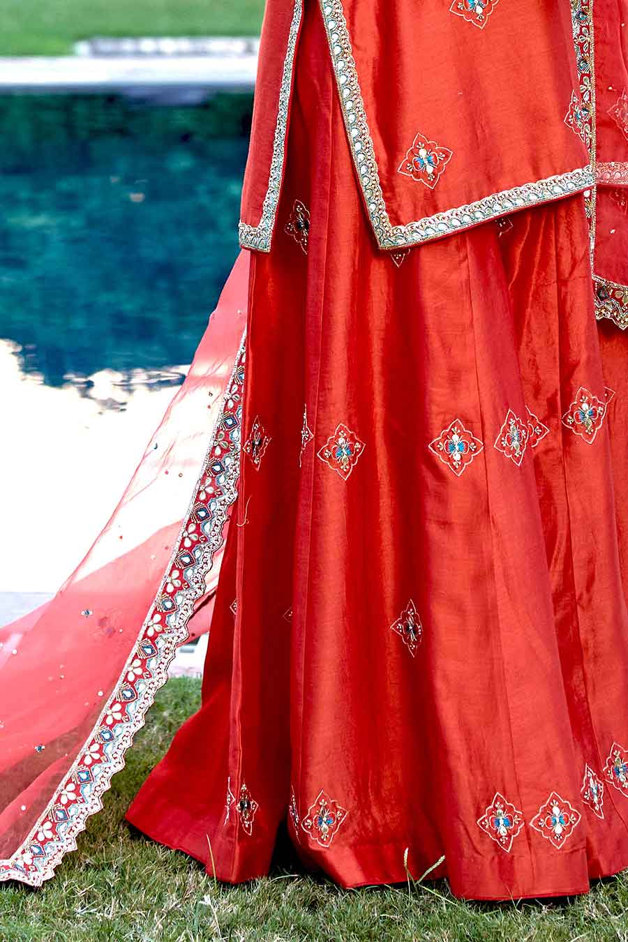 Red Zardosi Embroidered Sharara Set