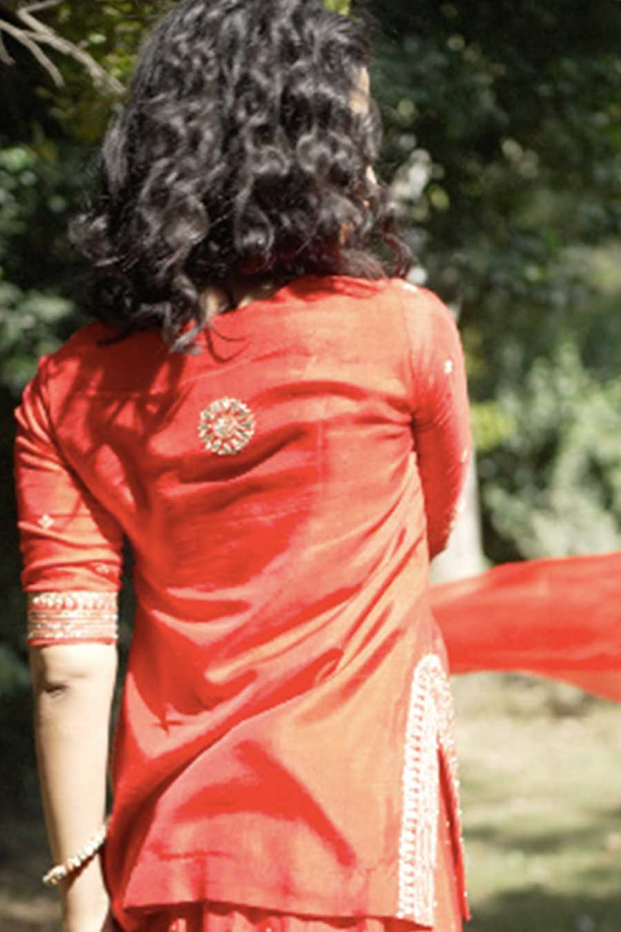 Red Gota-Patti Embroidered Sharara Set