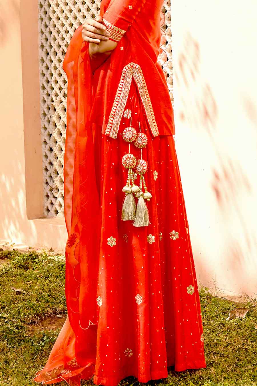 Red Gota-Patti Embroidered Sharara Set