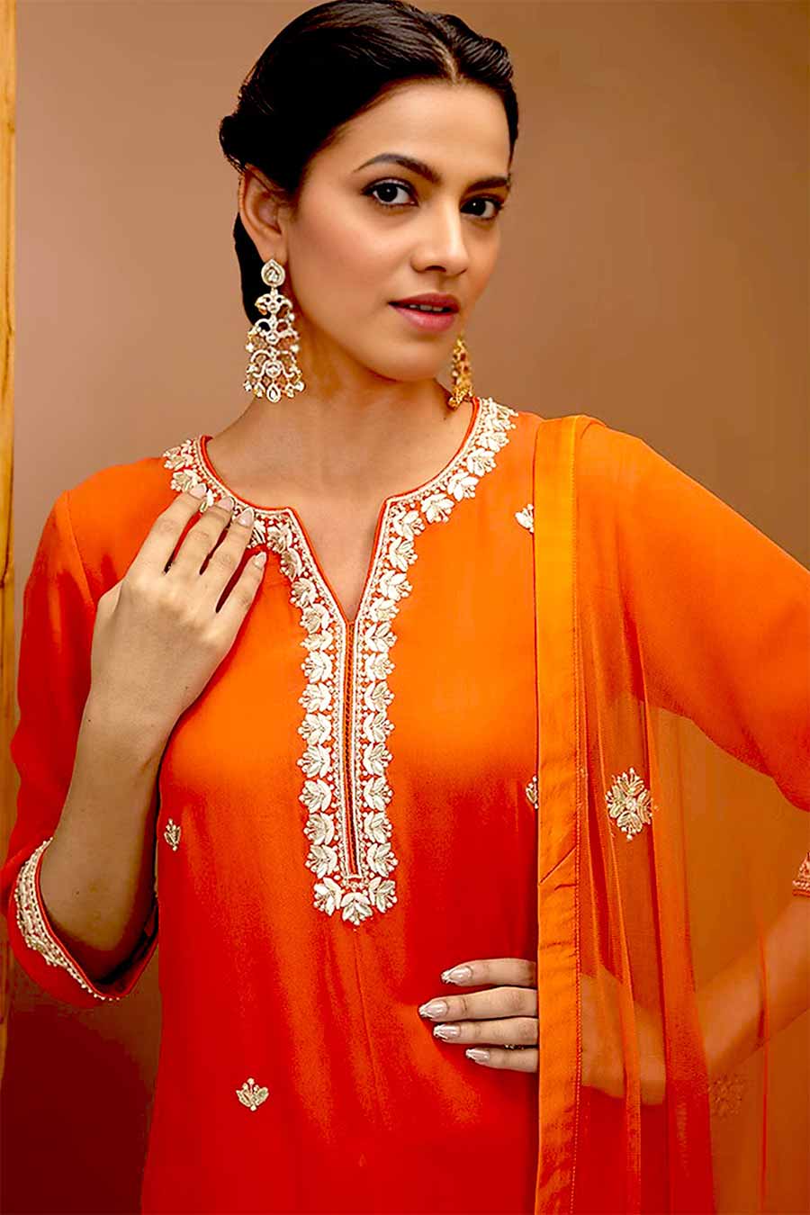 Red Gota-Patti Embroidered Kurta Set