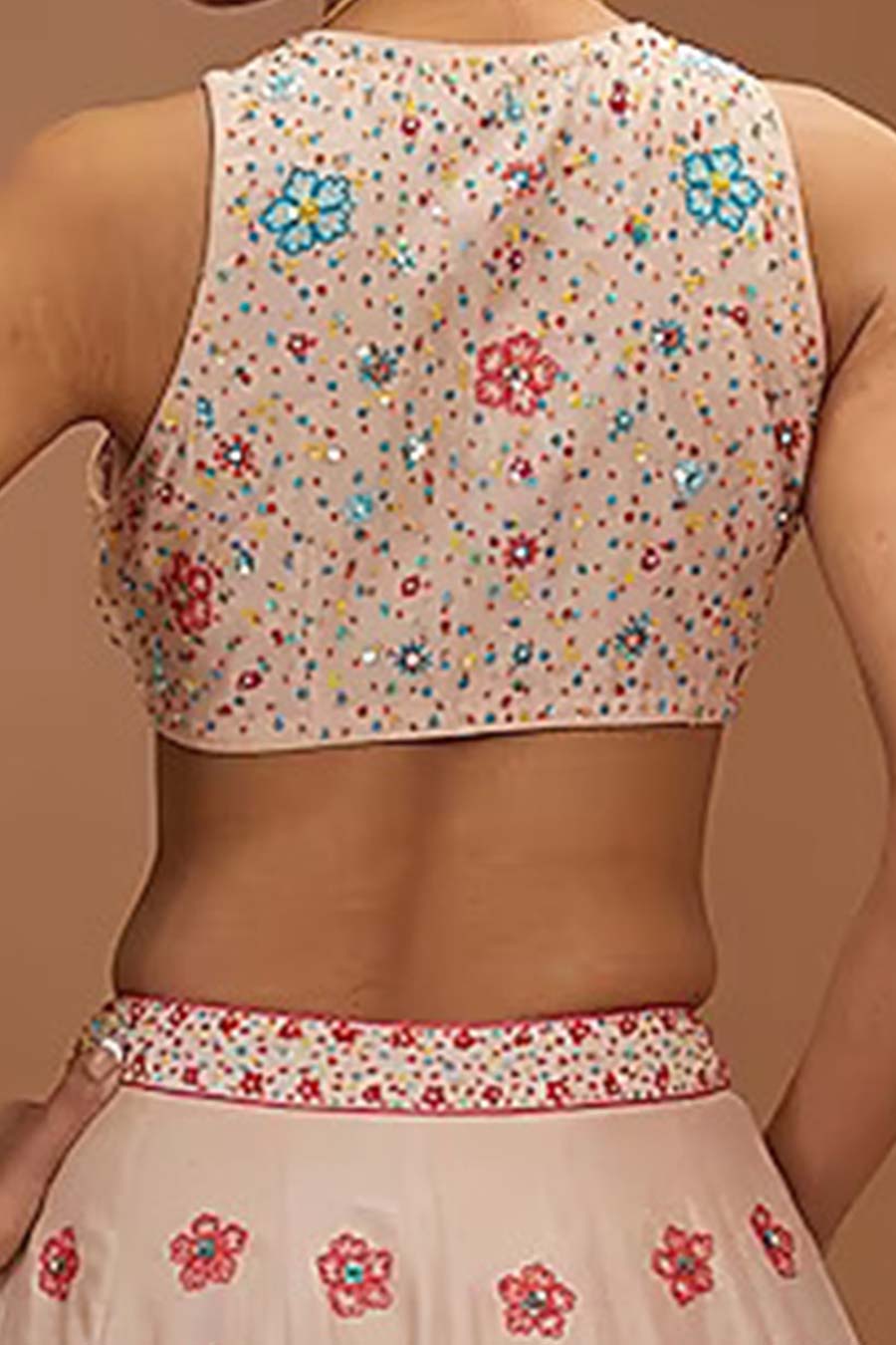Peach Sequins Embroidered Lehenga Set