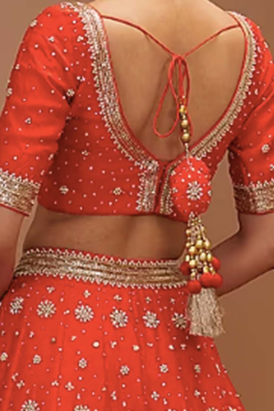 Red Hand Embroidered Lehenga Set