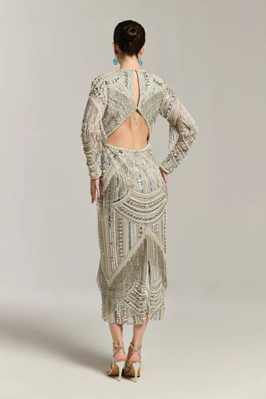 Silver Elegance Fringe Embellished Dress