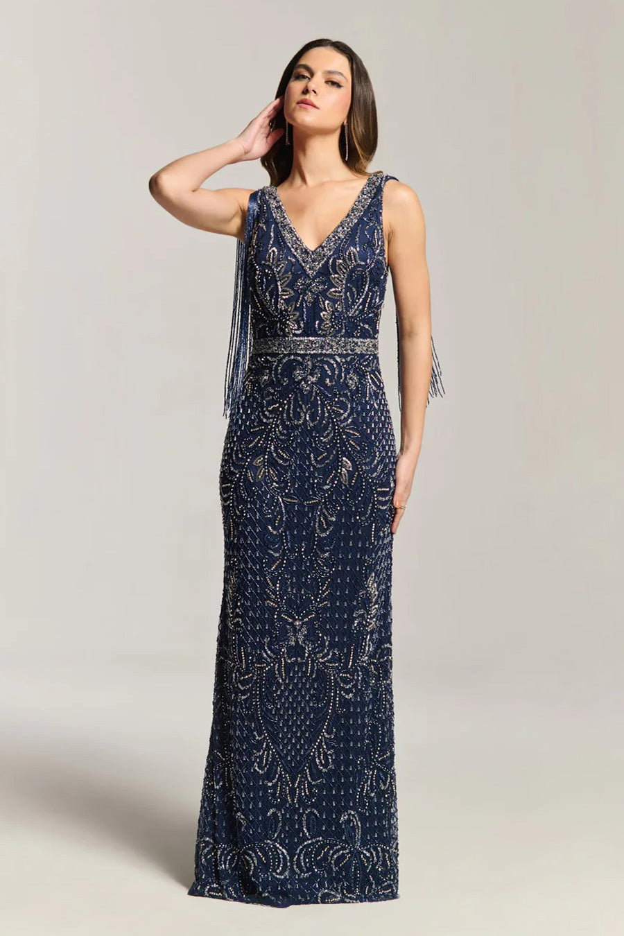 Navy Luxe Embellished Gown