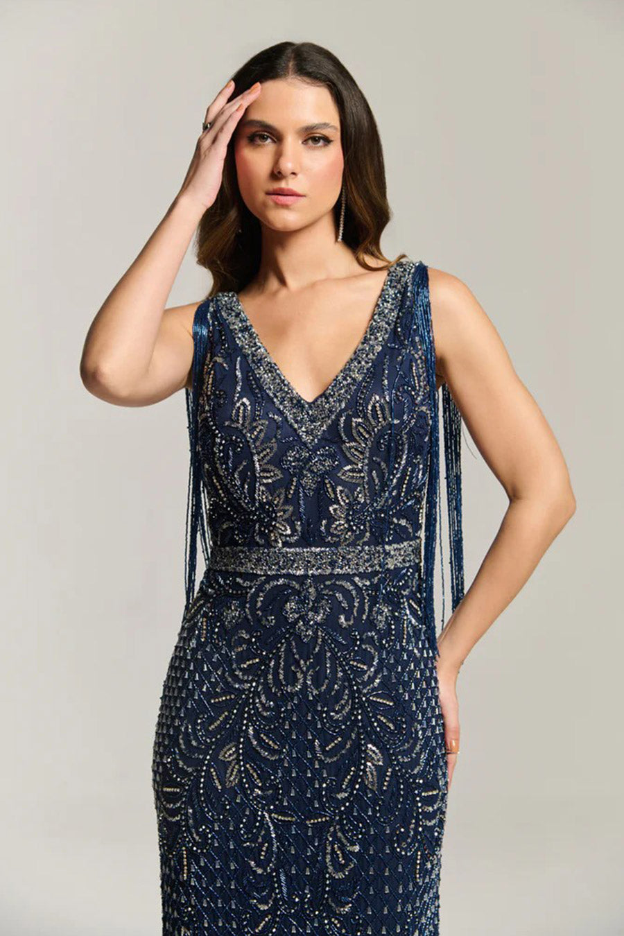 Navy Luxe Embellished Gown