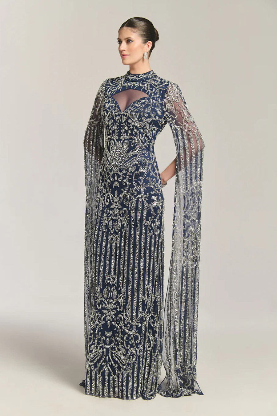 Elizabeth Embellished Blue Angel Gown