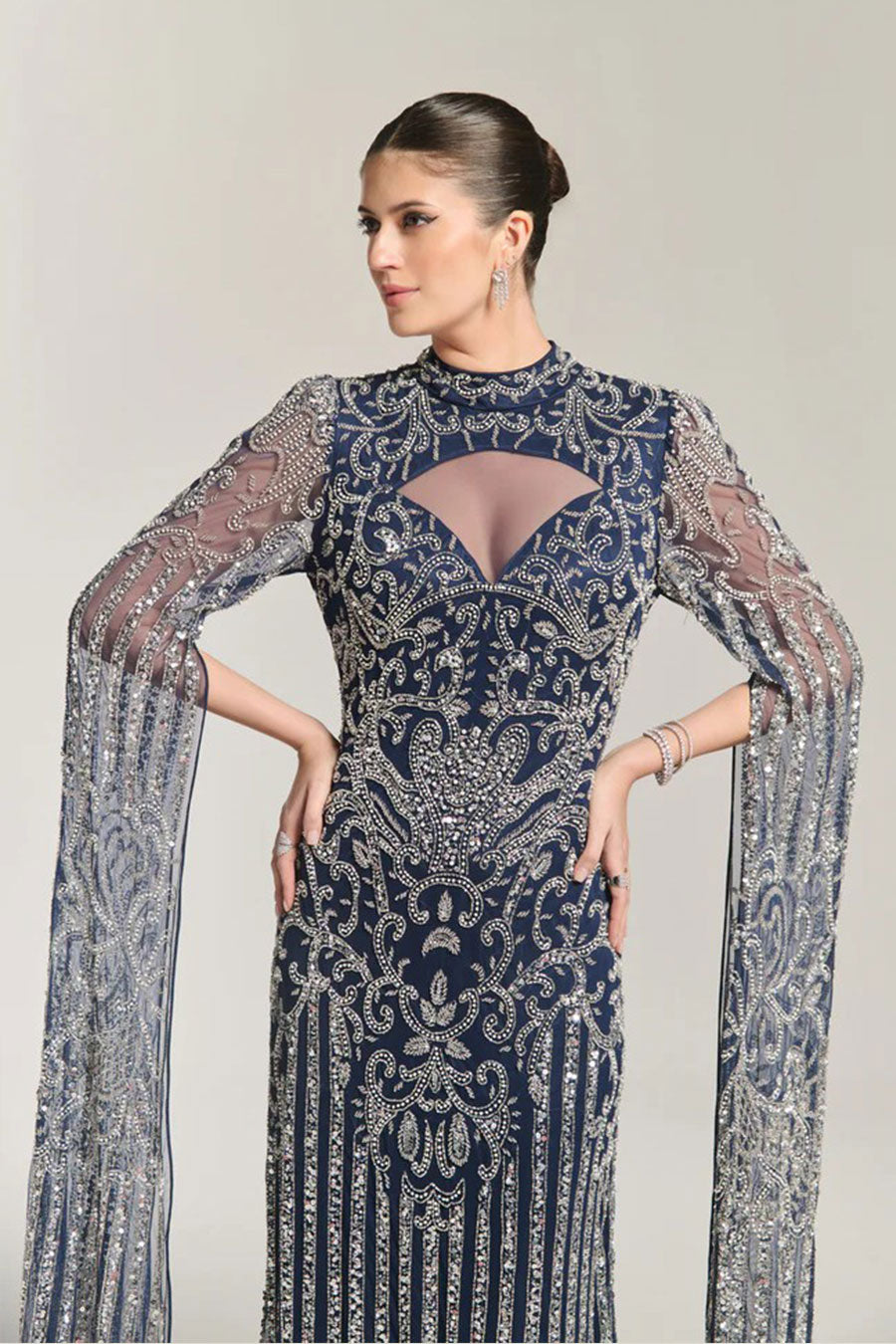 Elizabeth Embellished Blue Angel Gown