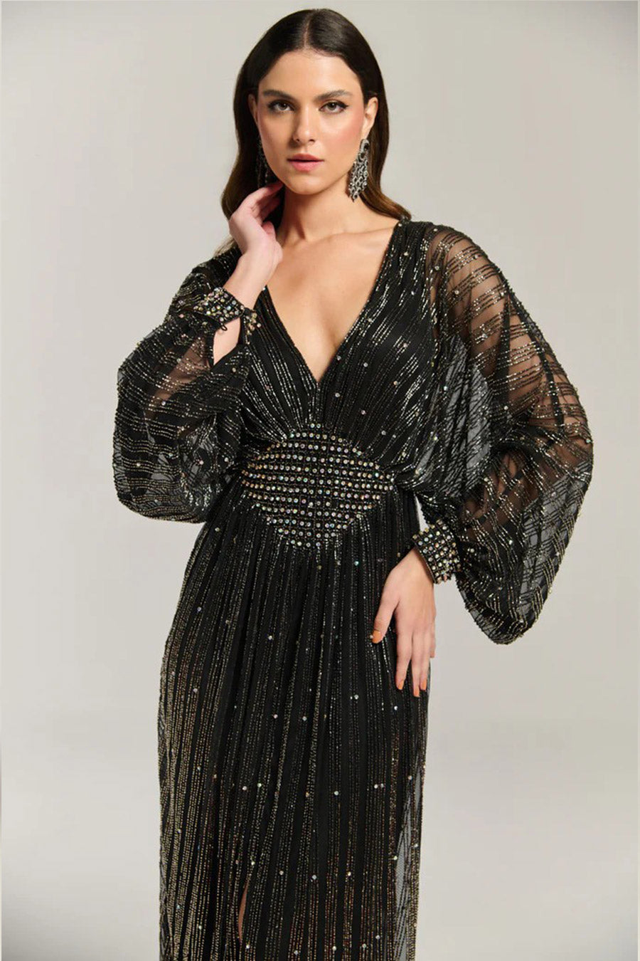 Arabian Nights Black Embellished Gown
