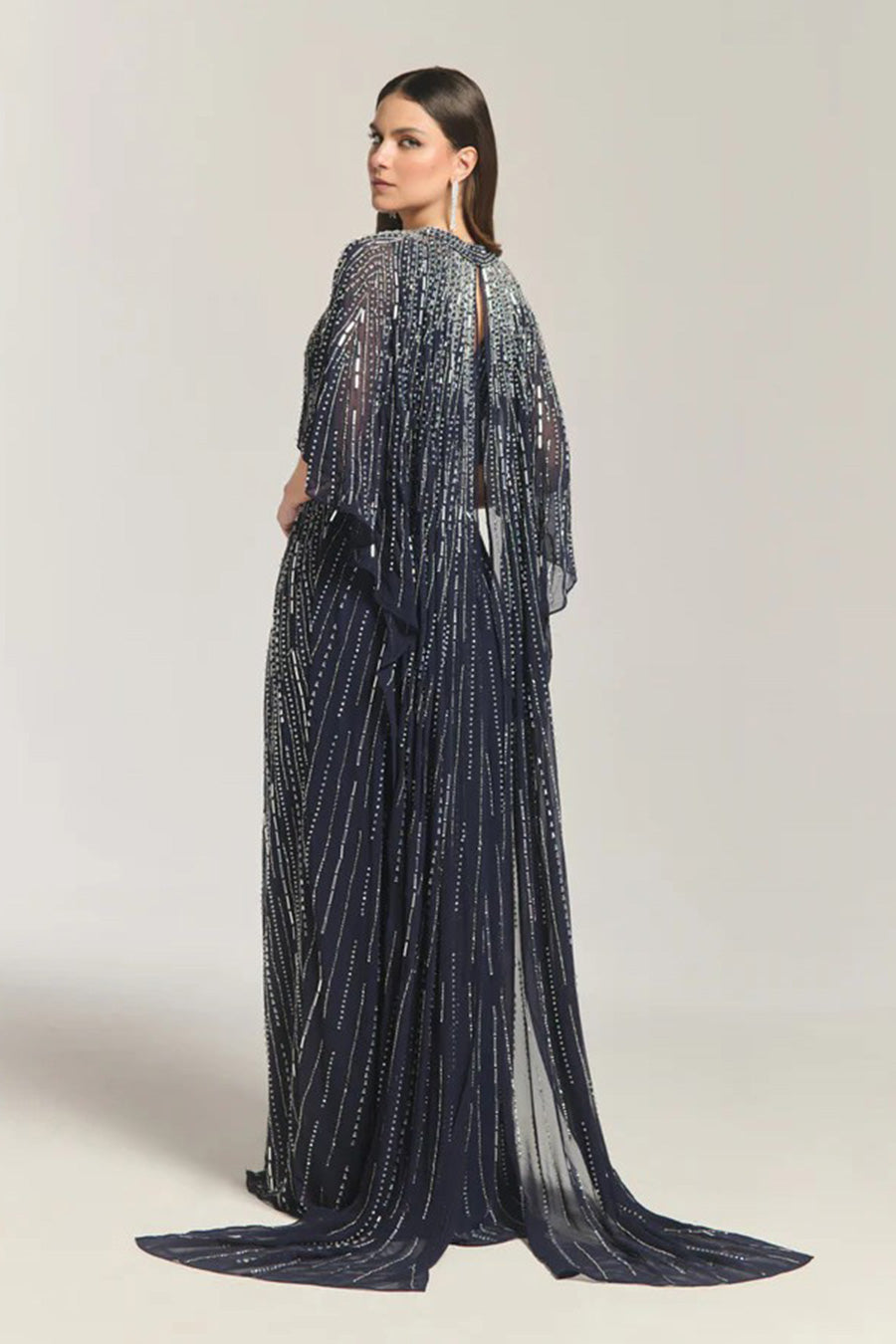 Middle East Luxe Blue Embellished Gown