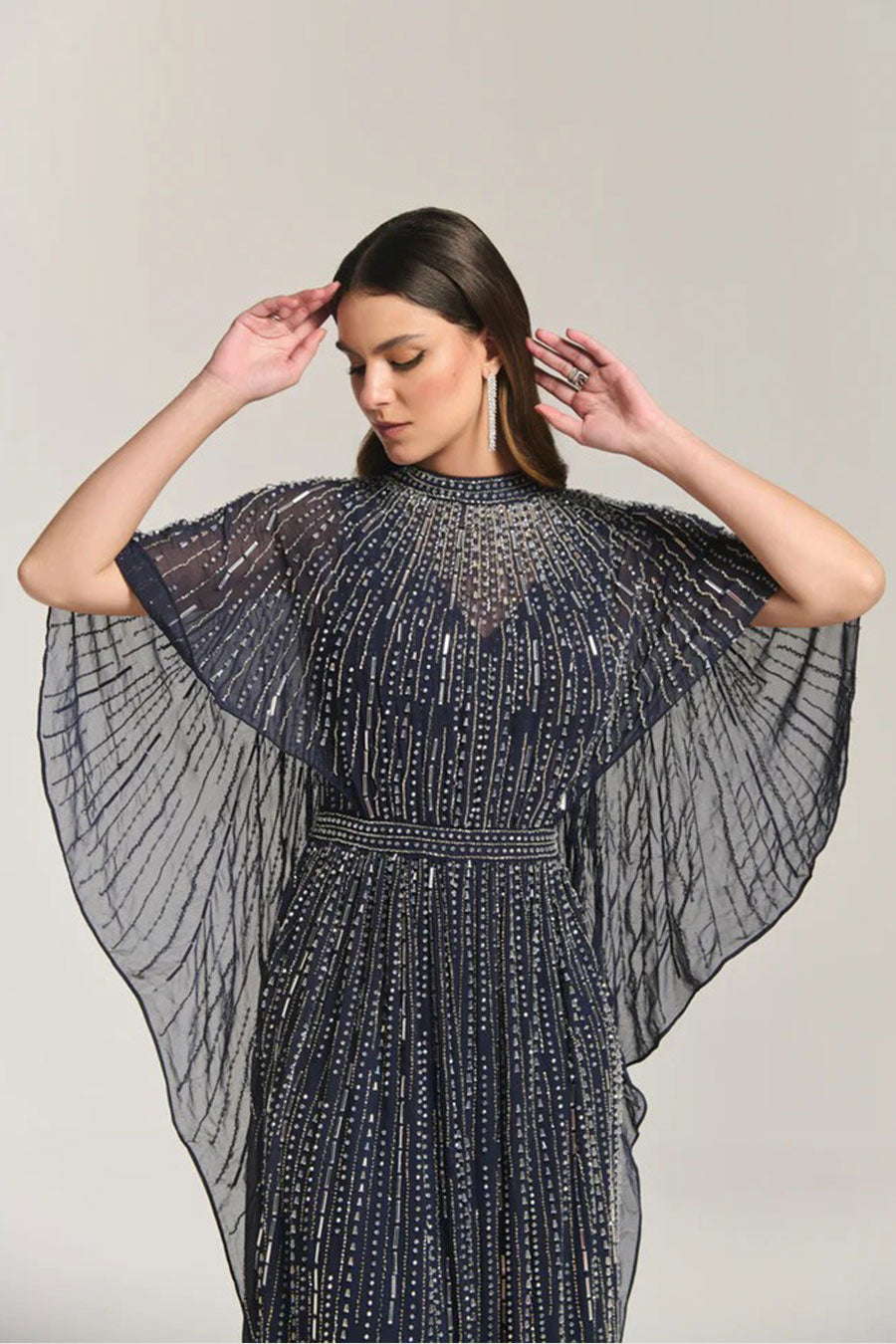 Middle East Luxe Blue Embellished Gown