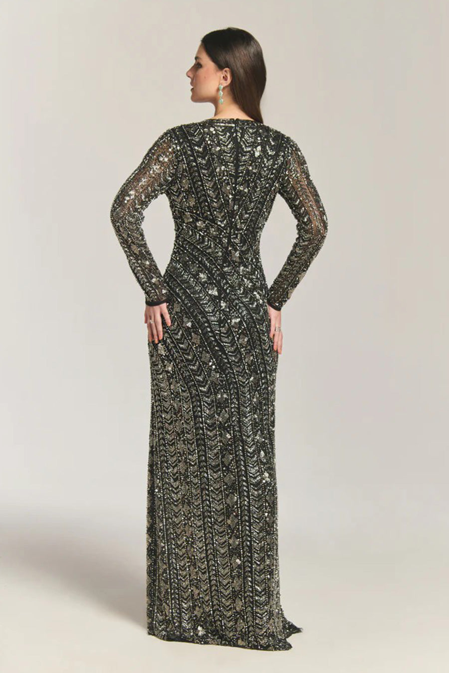 Midnight Glow Black Embellished Gown Dress