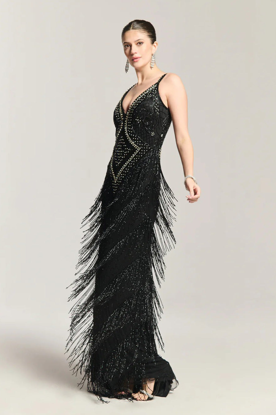 Midnight Swing Black Embellished Gown