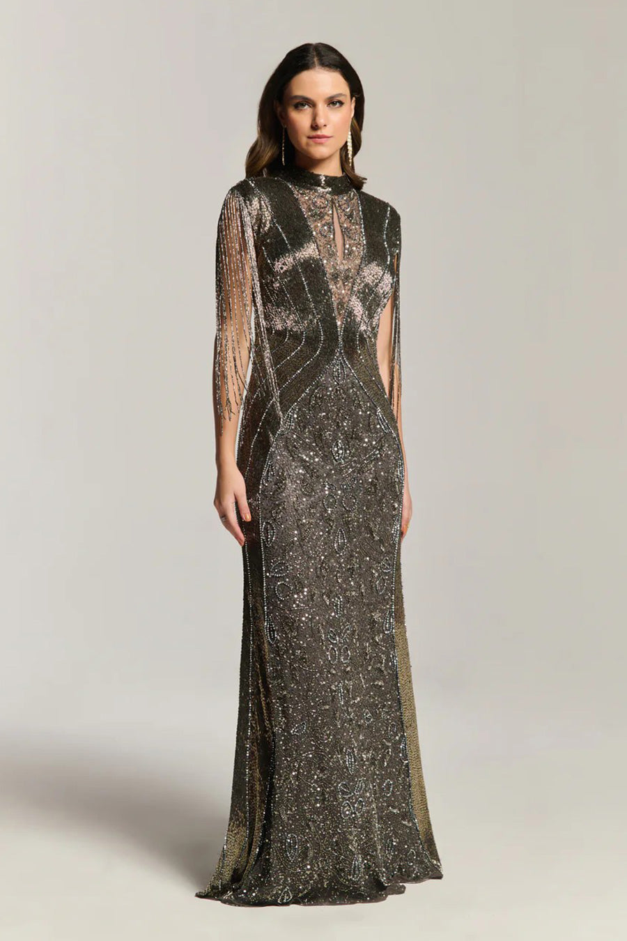 Moonlight Charcoal Black Embellished Gown