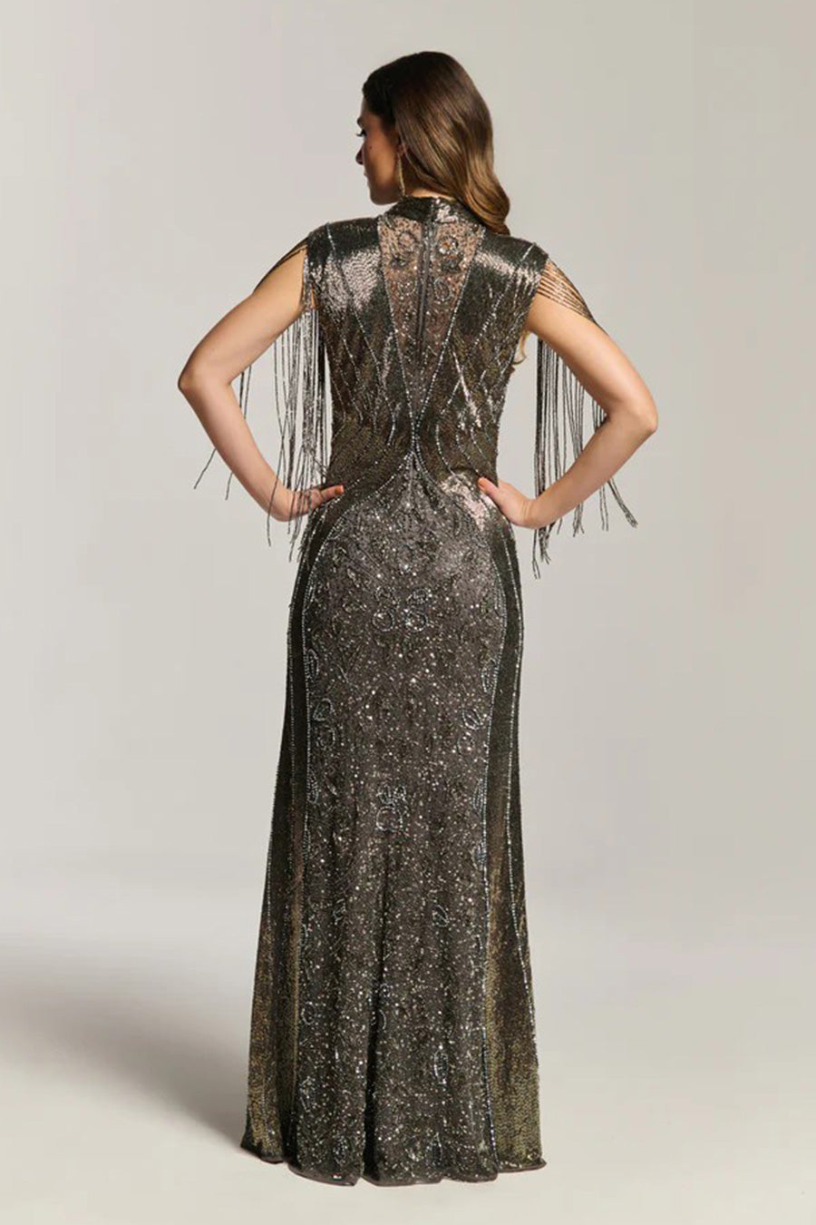 Moonlight Charcoal Black Embellished Gown