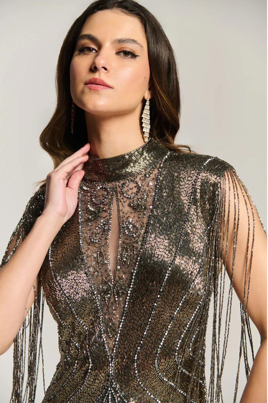 Moonlight Charcoal Black Embellished Gown