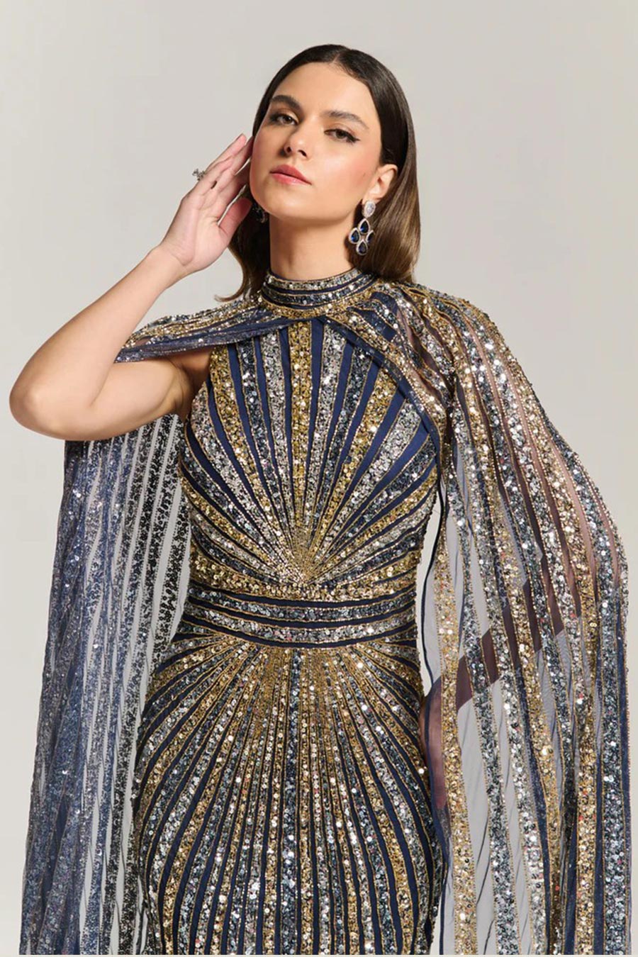 Rainbow Sparkle Embellished Gown