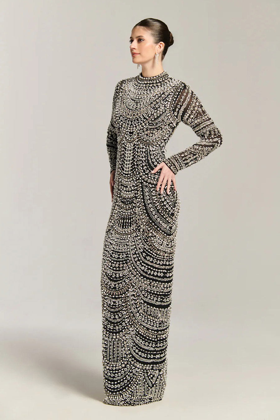Platinum Black Embellished Gown