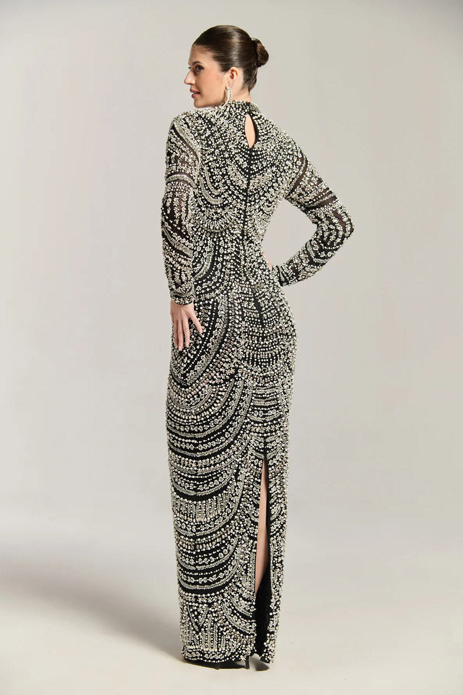 Platinum Black Embellished Gown