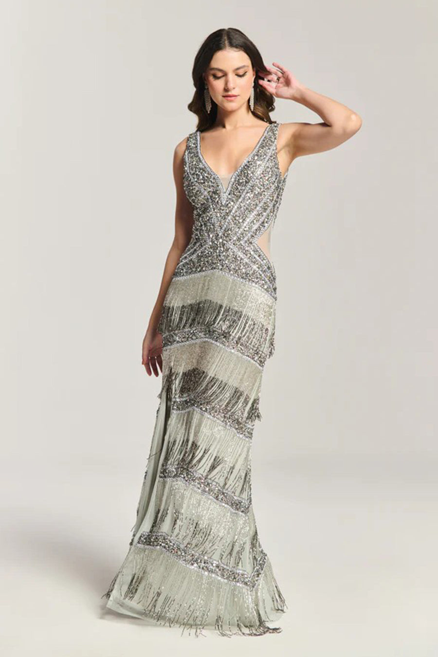 Starry Night Silver Embellished Gown