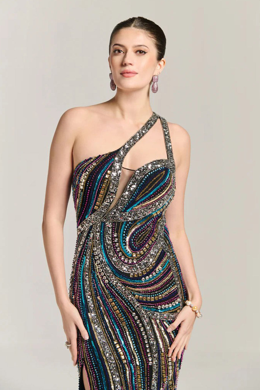 Crystal Couture Black Embellished Gown