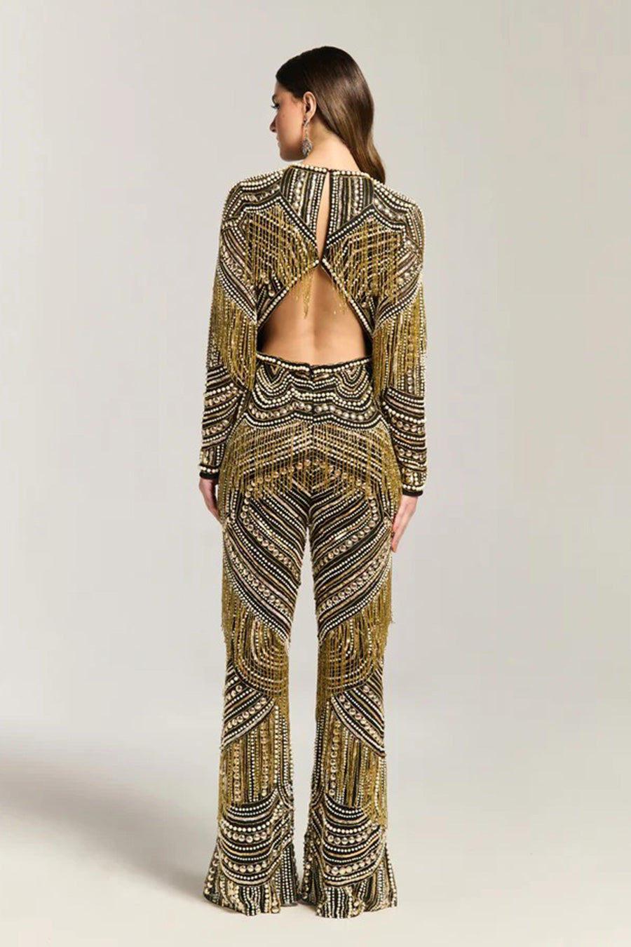 Golden Fringe Embellished Jumpsuit