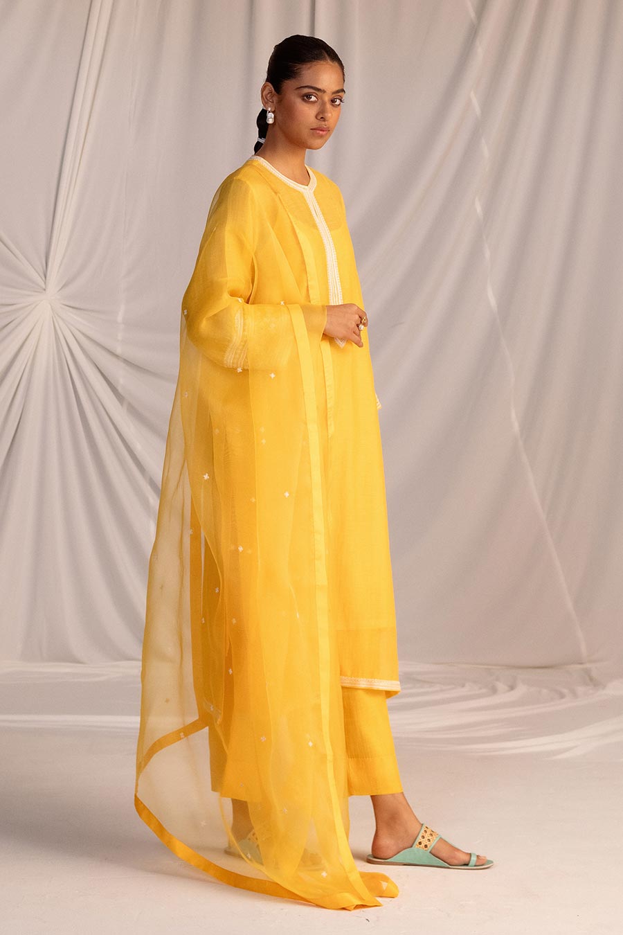Yellow Embroidered Kurta & Pant Set