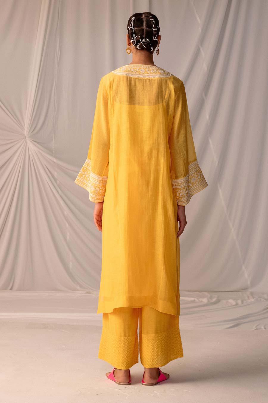 Yellow Embroidered Kurta & Pant Set