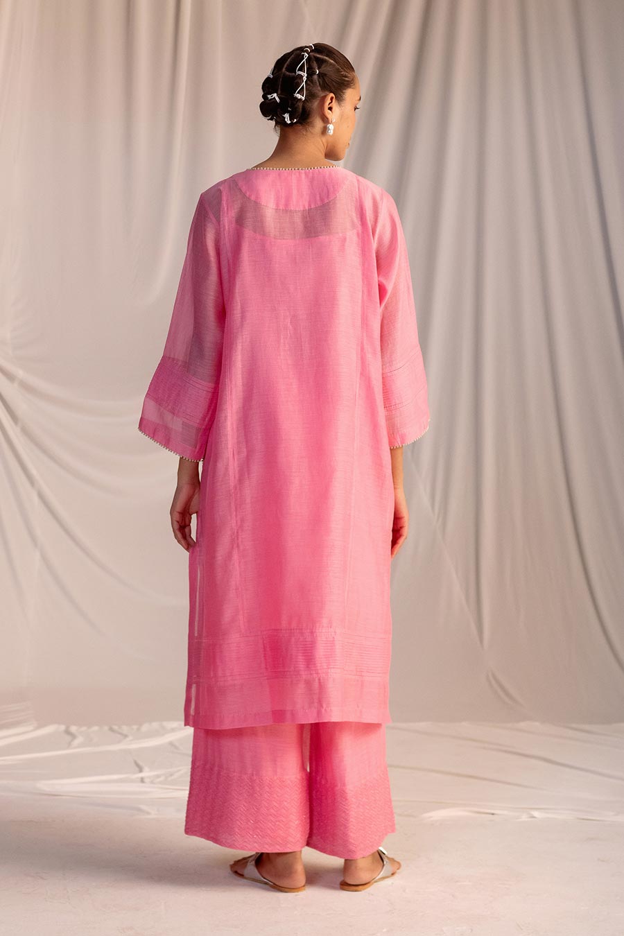 Pink Pintuck Kurta & Pant Set