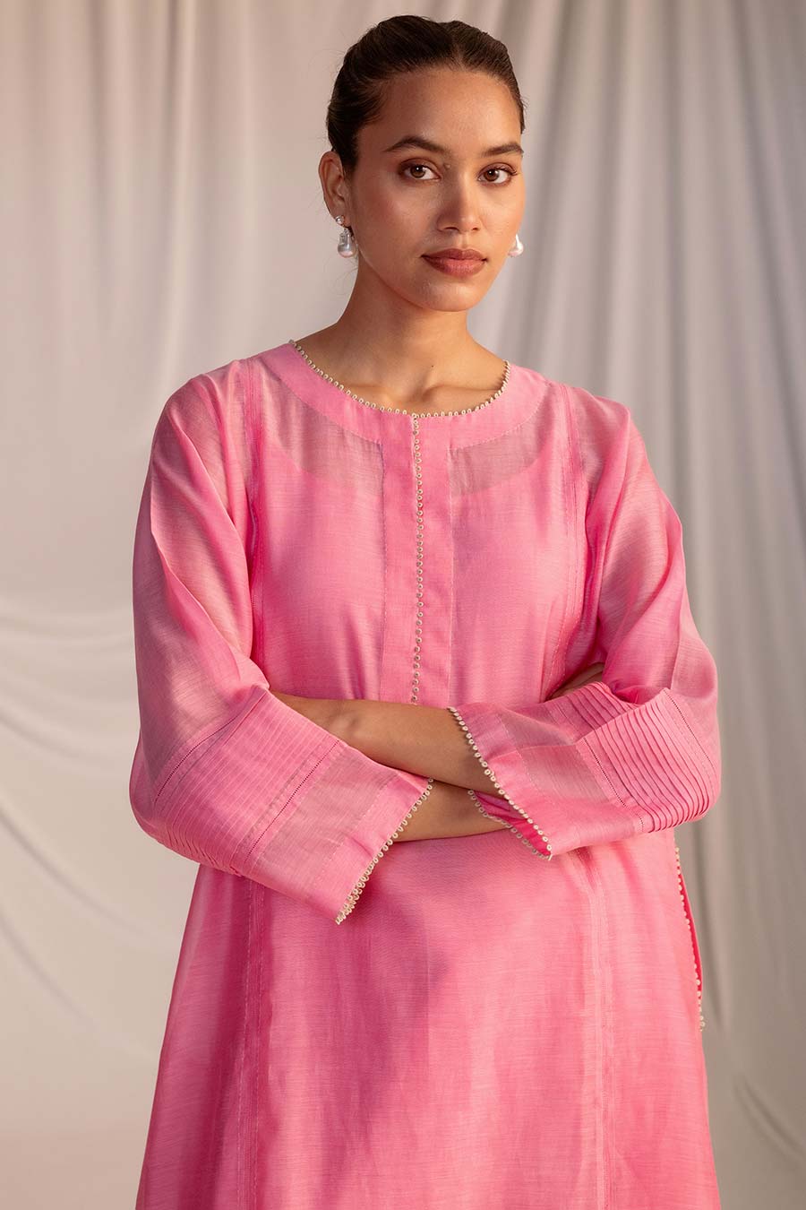 Pink Pintuck Kurta & Pant Set