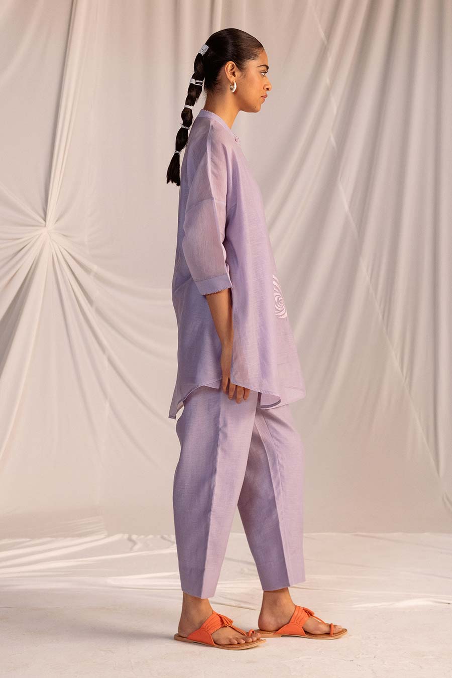 Violet Embroidered Tunic & Pant Set