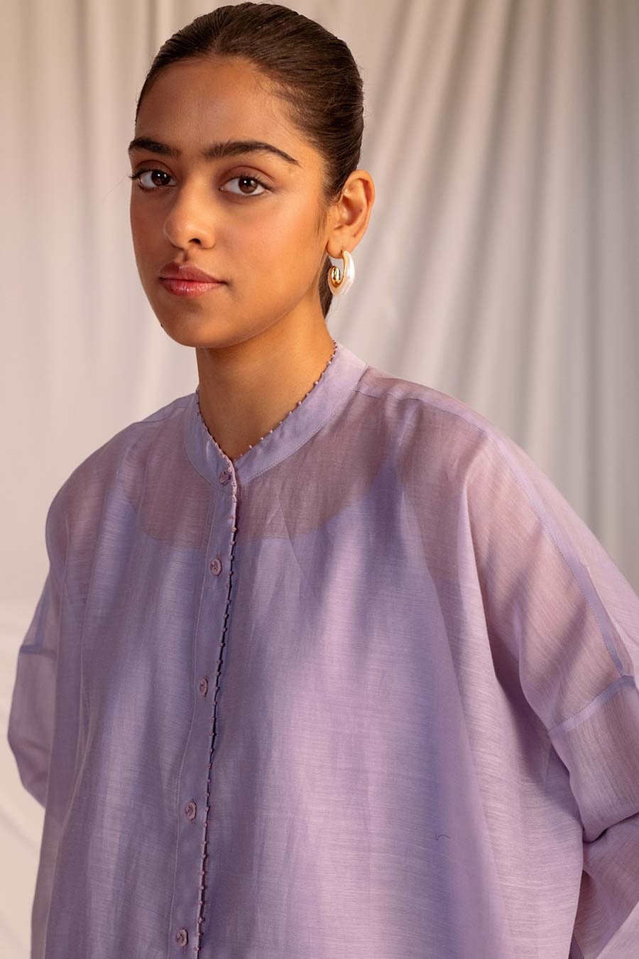 Violet Embroidered Tunic & Pant Set
