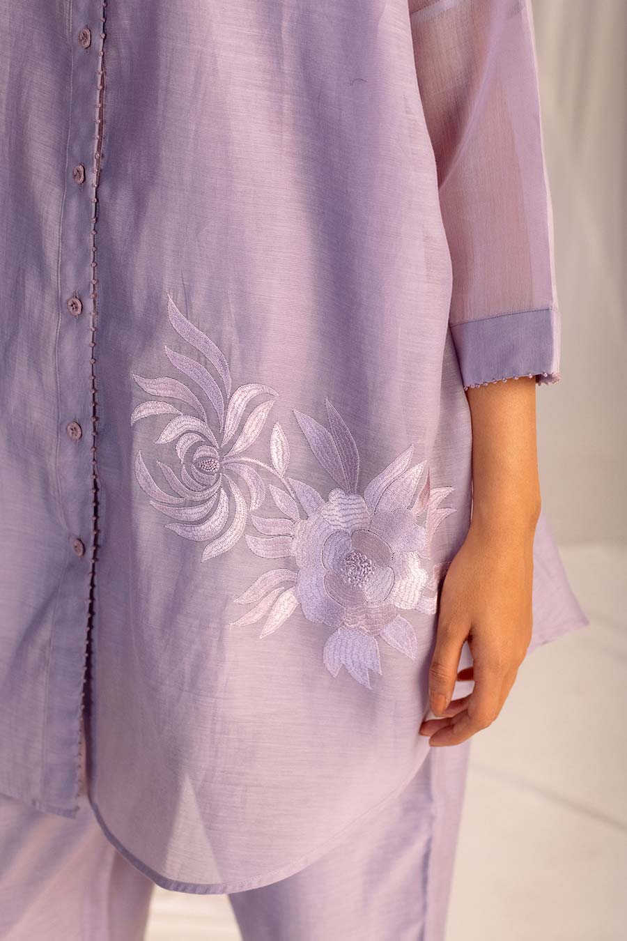 Violet Embroidered Tunic & Pant Set
