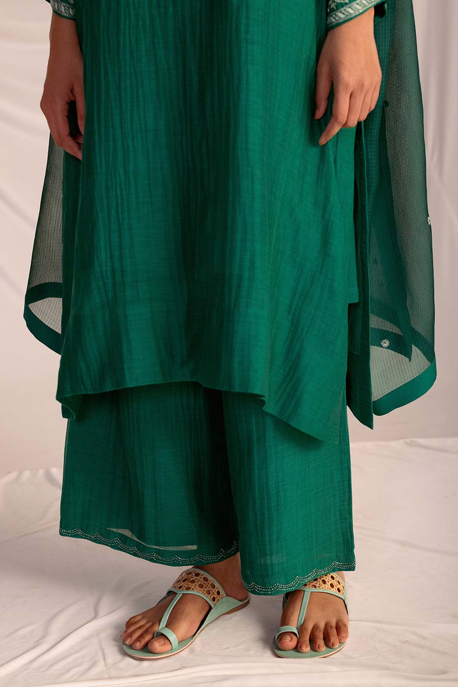 Green Embroidered Kurta & Pant Set