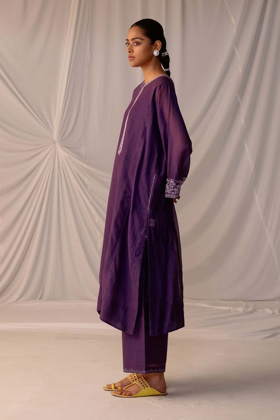 Purple Embroidered Kurta & Pant Set