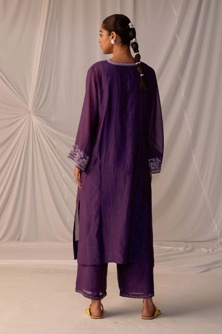 Purple Embroidered Kurta & Pant Set
