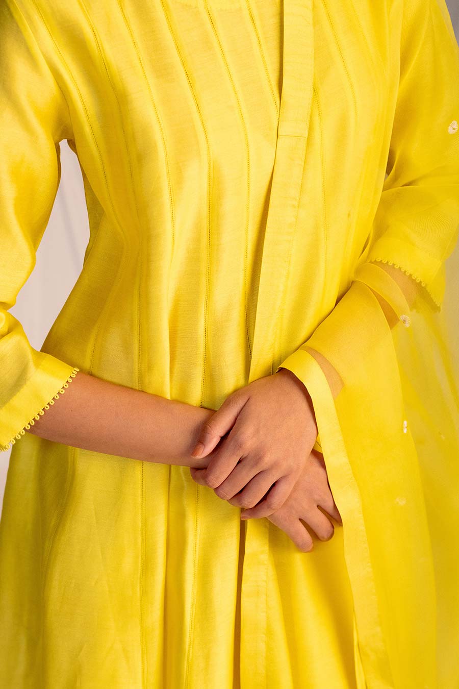 Lime Yellow Embroidered Dupatta
