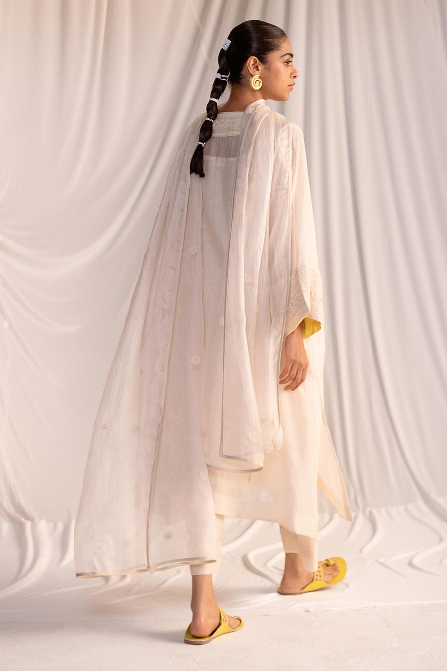 Off-White Embroidered Dupatta